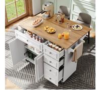 Desserte de Cuisine - PDZZZD - Bureau Pliable - Blanc - Tiroir - Roulante