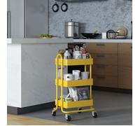 [en.casa] Chariot de Service Polyvalent Desserte Cuisine Salon Salle de Bains 3 Paniers Étagère de 3 Surfaces Meuble de Rangement Acier 79 x 46 x 35 cm Jaune