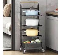 Desserte de Cuisine, Rangement de Cuisine, Support à Assiettes Blanc, tiroir pour ustensiles de Cuisine, étagère pour Micro-Ondes Noire - 4 Planches et 1 Panier pour Un Gain de Place efficac