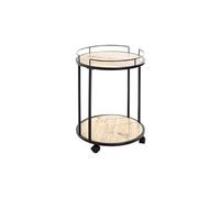 HAKU Table d'appoint Ronde sur roulettes, chêne Noir, Plateau en MDF mélaminé, Structure en métal, Table Basse Ronde - Dimensions : H 60 x Ø 45 cm Style : Moderne
