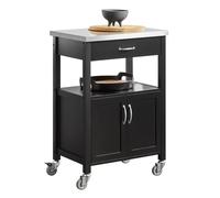 Sobuy Fkw22-Sch Desserte De Cuisine Roulante, Meuble De Rangement À Roulettes Plateau En Acier Inox L60xh91xp44,5cm Noir