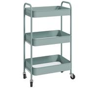 Desserte De Cuisine Style Néo-Rétro - 3 Étagères - Acier Bleu Pastel