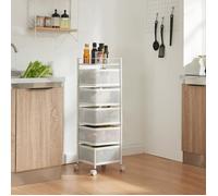 Desserte de cuisine Sunndal à 5 niveaux acier 95 x 27 x 27 cm blanc