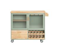 Desserte De Cuisine Sur Roulettes, 2 Portes, 2 Tiroirs Vert Vert