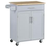 HOMCOM Desserte de Cuisine sur roulettes Chariot de Service Ilot de Cuisine avec tiroir de Placard et Porte-torchons - 83l x 45P x 91,5H cm Gris