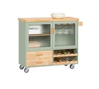 Desserte de Cuisine sur roulettes FKW114-GR SoBuy - avec Plateau en Bois d'Hévéa - Vert - 109x38x92cm