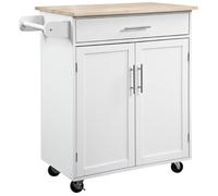 Desserte De Cuisine - 2 Portes, Étagère, Tiroir, Porte-Torchons - Bois Hévéa Pin Blanc