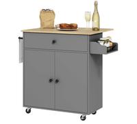 Desserte de cuisine sur roulettes - HOMCOM - tiroir, étagère réglable, support à épices et porte-serviette - gris