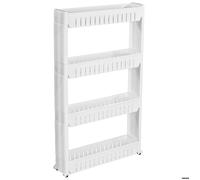 DESSERTE DE CUISINE - TECTAKE - Etagère JOE Resserre 4 Etages sur Roulettes 54 cm x 12 cm x 101 cm en Plastique - Blanc