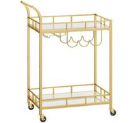 Desserte de cuisine - VASAGLE - 2 Niveaux en Verre Réfléchissant - Doré