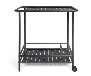 Desserte de jardin à roulettes en métal noir Livoo