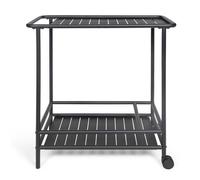 LIVOO Desserte de jardin GS163C - plateaux 66x42/61x42 cm, range-bouteilles, acier, 2 roulettes