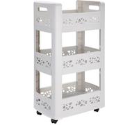 Desserte de rangement à roulettes 3 niveaux modulables blanc ajouré - Marque - Type de pièce - Style - Roulant