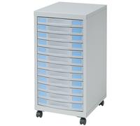 Desserte Discretis 12 tiroirs - Métal - Corps Gris - Tiroirs Gris