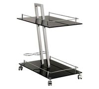 Desserte en acier chromé-verre trempé - PLATON - L40xP60xH72cm - Noir