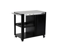 sweeek - Desserte extérieure Andy Noire Mat en Acier Inoxydable 94.5 cm avec Tablette Rabattable. L 156 x l 49.5 x H 80 cm