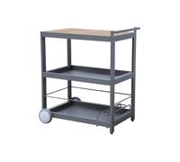 sweeek - Desserte extérieure 84 cm en Aluminium avec Roues et poignée ALBI. Aluminium et polywood. Anthracite. L 84 x P 56 x H 96 cm