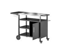 Desserte jardin chariot de barbecue - Outsunny - plateau en acier inoxydable - tablette pliable, crochets, housse inclus - noir