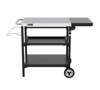 Desserte pour Plancha Royal Gourmet-Chariot pour Barbecue avec Table d'Appoint Pliable Argent