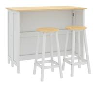 Desserte îlot de cuisine - HOMCOM - avec 2 tabourets table bar plan travail rabattable - bois - blanc