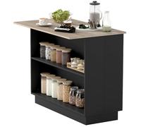 Desserte îlot de cuisine - HOMCOM - meuble service 105x60 cm étagère réglable 2 placards - bois - noir