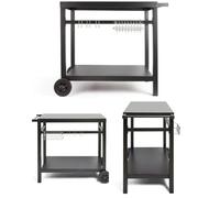 Desserte - Inox - 85 x 50 cm - 4 roulettes avec freins - Pour plancha 2/3 brûleurs