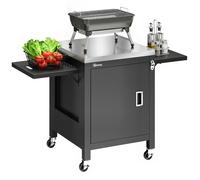 Outsunny Desserte jardin chariot de barbecue sur roulettes îlot de cuisine plateau en acier inoxydable placard Porte-Serviettes, Ouvre-Bouteille 140,5 x 68 x 89 cm Noir