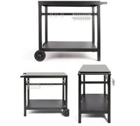 Desserte - LIVOO - 85 x 50 cm - Inox - 4 roulettes (2 freins) - Compatible planchas 2/3/4 brûleurs