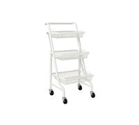 Desserte Métallique Orientable Multi-positions - 3 Niveaux à Roulettes - Blanc - L 44 x P 30 x H 94,5 cm