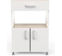 Desserte micro-ondes pour cuisine coloris chêne kronberg, blanc mat - Longueur 59,6 x Hauteur 88,3 x Profondeur 41,2cm