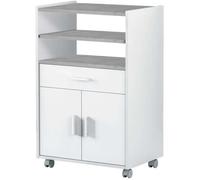 Desserte Micro-Ondes Vivien L59cm X H92cm - Blanc / Béton Blanc