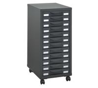 Desserte mobile Poly 12 tiroirs anthracite