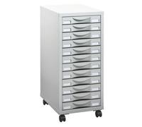 Desserte mobile Poly 12 tiroirs grise