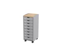 Paperflow Desserte G – 8 tiroirs – Gris / Hêtre
