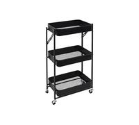 Desserte Pliable à Roulettes Industrielle en Métal Noir 3 Niveaux - MIKAS -