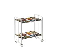 Table roulante pliante bauhaus châssis blanc, 2 plateaux Don Hierro