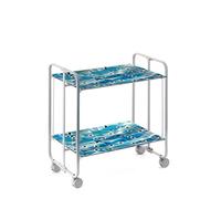 Table roulante pliante bauhaus, 2 plateaux, châssis gris aluminium. Don Hierro