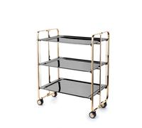 Desserte pliante 3 niveaux avec roulettes - structure recouverte d'un bain d'or, bauhaus Don Hierro