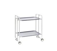Desserte pliante bauhaus avec roulettes - structure blanche, 2 niveaux, 4 positions Don Hierro
