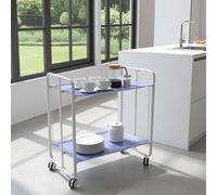Desserte pliante bauhaus avec roulettes - structure blanche, 2 niveaux, 4 positions Don Hierro