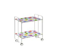 Desserte pliante bauhaus avec roulettes - structure blanche, 2 niveaux, 4 positions Don Hierro