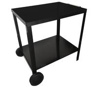 Happy Garden Desserte PORTIMAO Noire pour Plancha, Structure Acier et Plateaux Acier, avec Roues et Poignée de Déplacement