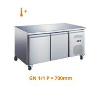 Desserte réfrigérée positive centrale 2 portes GN1/1 - 1360 mm - 282 L - Inox - +2/+8°C