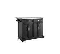 SoBuy | Desserte roulante pliable en noir | Desserte de cuisine à 4 roues | Ilot central de cuisine à 4 portes | 115.0x71.0x92.5 cm | Capacité de charge 78 kg | FKW71-II-SCH Noir