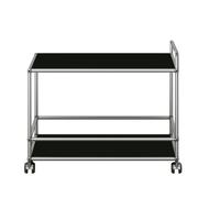 Desserte roulante USM 2 plateaux métalliques noir graphite structure chromée 78x66x53 cm