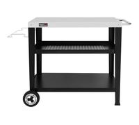 Royal Gourmet 3 Étagères Desserte pour Plancha, Chariot pour Barbecue avec Plan de Travail en Acier Inoxydable et Support de Sac à Ordures Détachable, Dessus de Table 85 x 50 cm