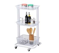 IDIMEX Desserte sur roulettes VALIENTE avec 3 bacs de Rangement, Chariot avec paniers pour Cuisine, Bureau ou Chambre d'enfant, métal Blanc
