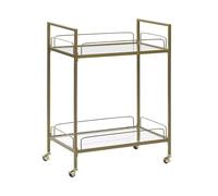 Desserte Table d'Appoint à Roulettes en Verre de Sécurité et Métal Très Décorative et Pratique pour Cuisine Chambre ou Salon Glamour Beliani