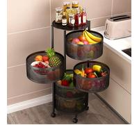Dessertes - DECONATION - Resserre 5 paniers rotatifs - Acier noir - H 90 cm - D 30 cm