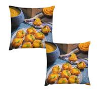 DessertHousse De Coussin 18 "x18 Lot De 2 | en Tissu Épais Aspect Lin, Doux Et Décoratif pour Canapé Et Salon - Style Bohème Chic, Idéal pour Décoration Chambre, Beige Crème